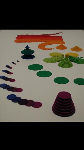 playing in the rainbow - portrait.JPG - opening night configuration consisted of a sampling of possible combinations of disks.